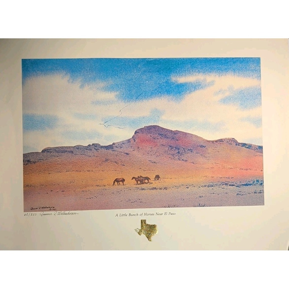 Russell R Waterhouse Signed Art Print A Little Bunch Of Horses  El Paso 62/250
